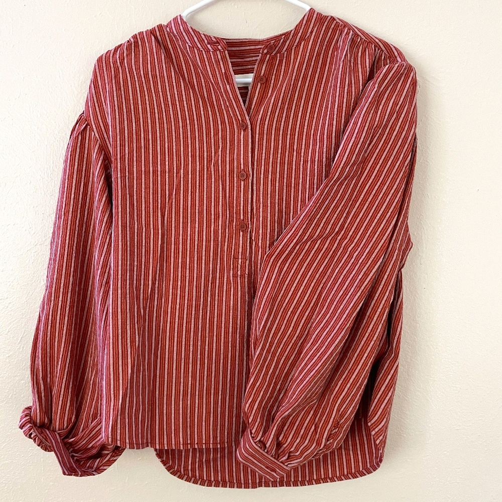 Women's XS Long Sleeve, Tunic collar shirt